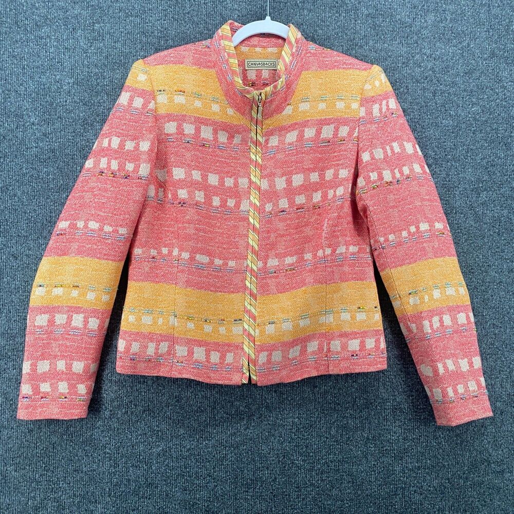 Canvasbacks Blazer Jacket Womens 10 Colorful Full Zip Artsy Art to‎ Wear Formal